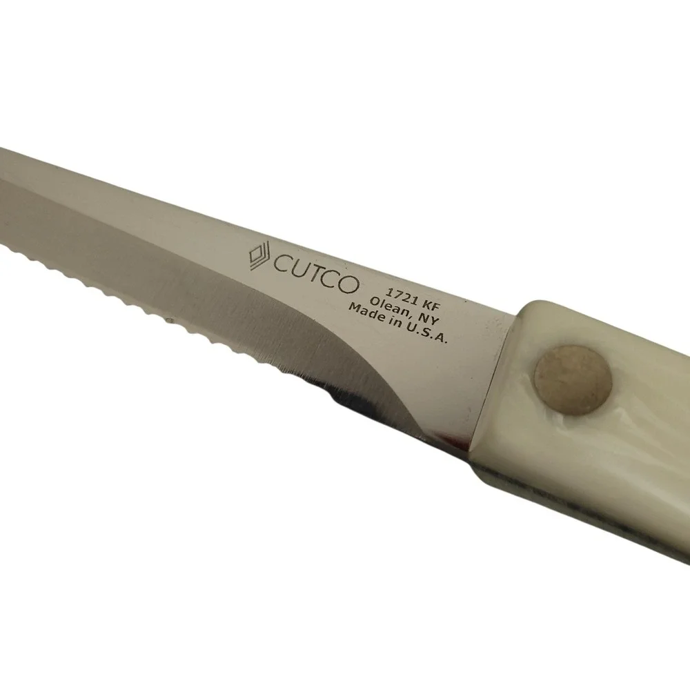 Cutco 1721 Trimmer Knife White Pearl Handle Serrated USA Vintage 2004 EUC